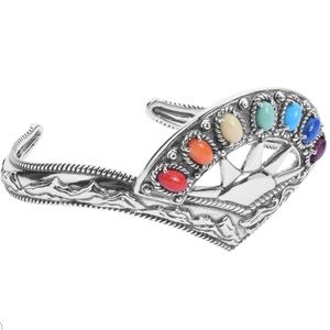 Carolyn Pollack Silver Chevron Sun Design Bracelet